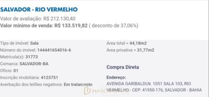 Sala no Rio Vermelho, LEILÃO CAIXA