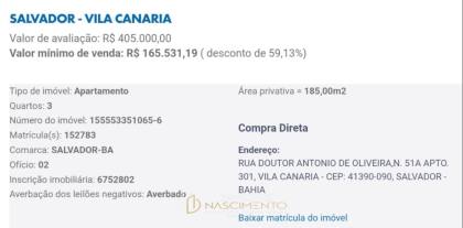 LEILÃO CAIXA 3/4 185m² Área Privativa, Vila Canaria