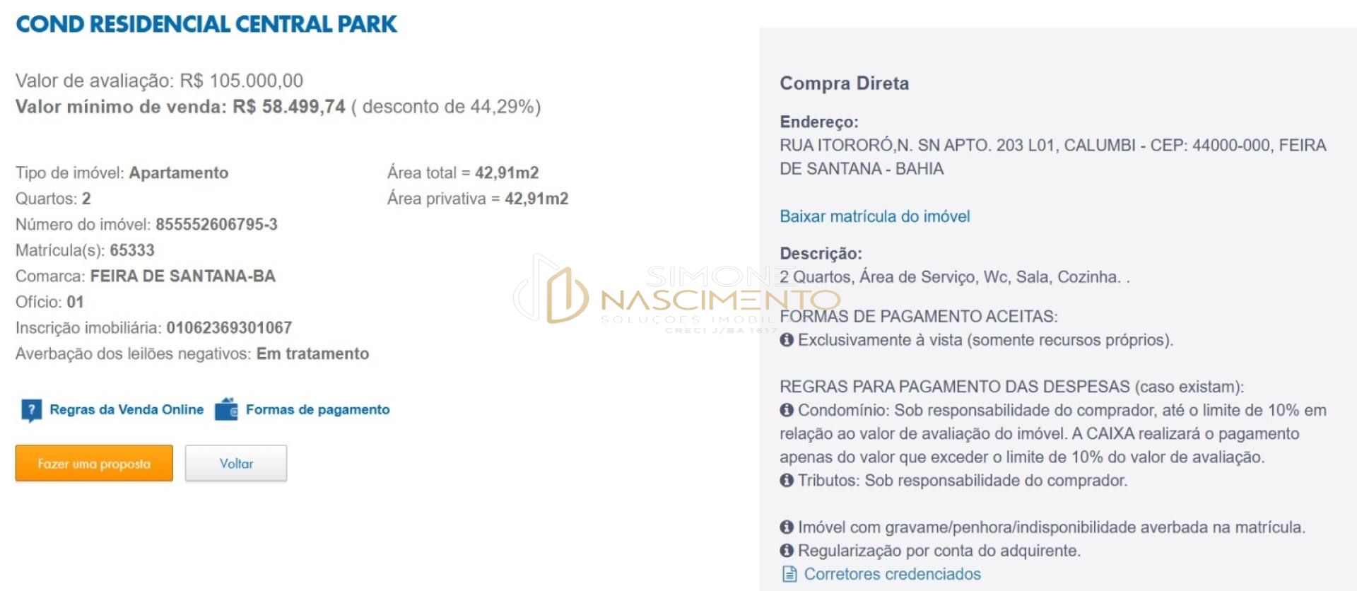 2/4 COND RESIDENCIAL CENTRAL PARK - LEILÃO CAIXA