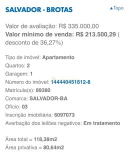 Brotas 2/4, LEILÃO CAIXA