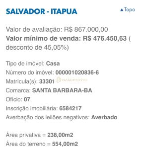 Casa em Itapuã, LEILÃO CAIXA