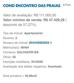 COND ENCONTRO DAS PRAIAS 2/4, LEILÃO CAIXA