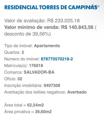 2/4 Res. Torre de Campinas LEILÃO CAIXA