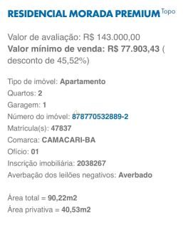 2/4 RESIDENCIAL MORADA PREMIUM - LEILÃO CAIXA