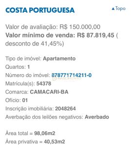 1/4 COSTA PORTUGUESA LEILÃO CAIXA