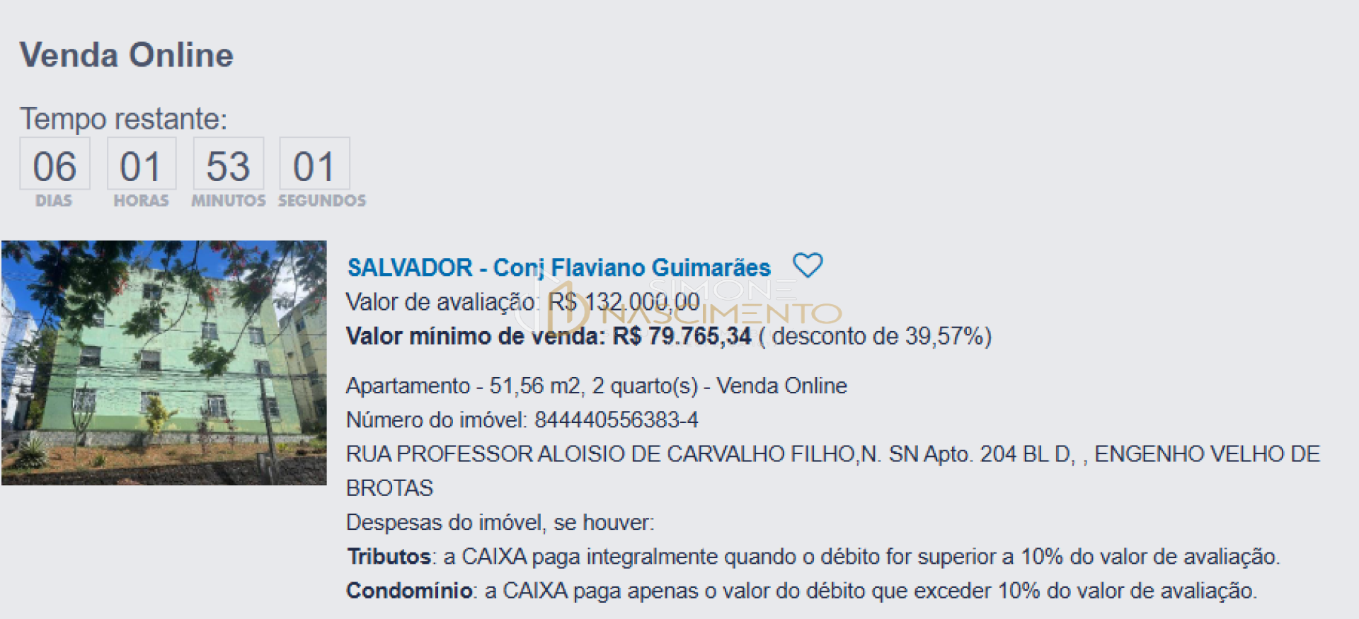 Aptº 2 Quartos por R$ 79 Mil no Engenho Velho de Brotas – Use seu FGTS!