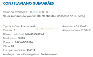 Aptº 2 Quartos por R$ 79 Mil no Engenho Velho de Brotas – Use seu FGTS!