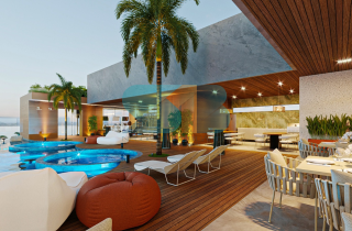 Studio Térreo Beira Mar e Pé na Areia | 20,43m² | Praia de Campas | Área de lazer no RoofTop |Allure Beach Prime