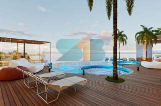 Studio Térreo Beira Mar e Pé na Areia | 20,43m² | Praia de Campas | Área de lazer no RoofTop |Allure Beach Prime
