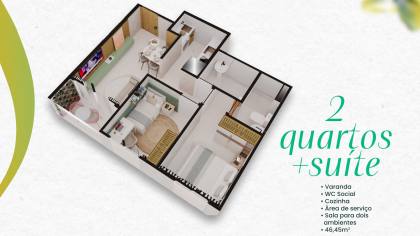 Apartamento Para Vender com 2 quartos 1 suítes no Várzea Prime Residence.