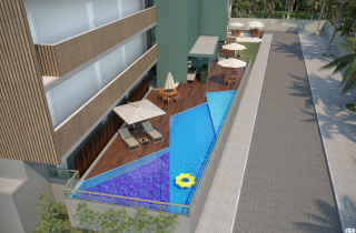Studio Térreo no Cupe Living | 33,72m2 | Deck e Piscina Privativa | Área de Lazer | Praia de Cupe