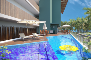 Studio Térreo no Cupe Living | 33,72m2 | Deck e Piscina Privativa | Área de Lazer | Praia de Cupe
