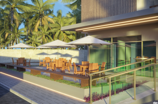 Studio Térreo no Cupe Living | 33,72m2 | Deck e Piscina Privativa | Área de Lazer | Praia de Cupe