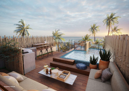 REPASSE de lindo apartamento cobertura pronto,  à beira-mar de Muro Alto, abaixo do preço de tabela