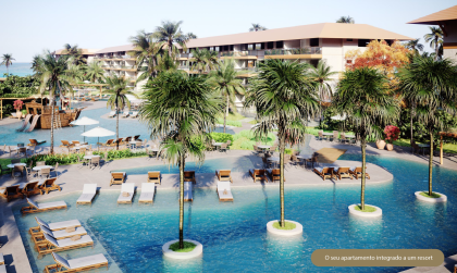 Vendo fantástico apartamento pronto, novo e 100% mobiliado à beira-mar de Muro Alto