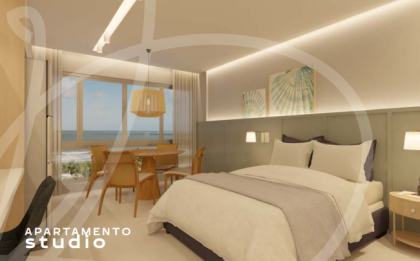 Excelente oportunidade em apartamento studio PRONTO, a 50 metros do mar, para uso ou investimento, no melhor trecho de praia de Tamandaré, Campas