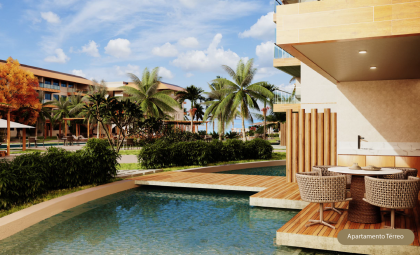 Oportunidade de investimento em apartamento em Resort de luxo em Muro Alto, à beira-mar, com alta rentabilidade.