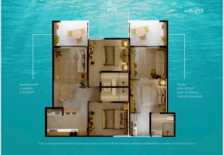 Villa Manatee - Apartamento Para Vender com 2 quartos 1 suítes no bairro Rota dos Milagres em Porto De Pedras