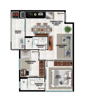 Apartamento 2 quartos no Itaum