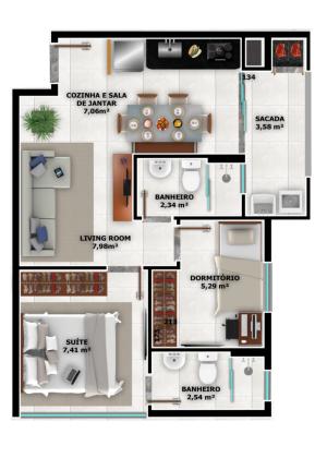 Apartamento 2 quartos no Itaum
