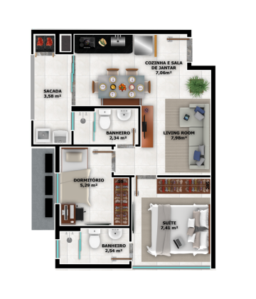 Apartamento 2 quartos no Itaum