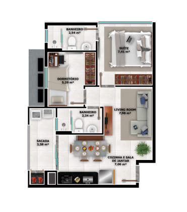 Apartamento 2 quartos no Itaum