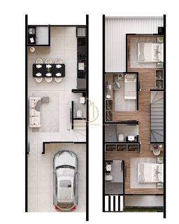 Sobrado geminado 3 quartos no América