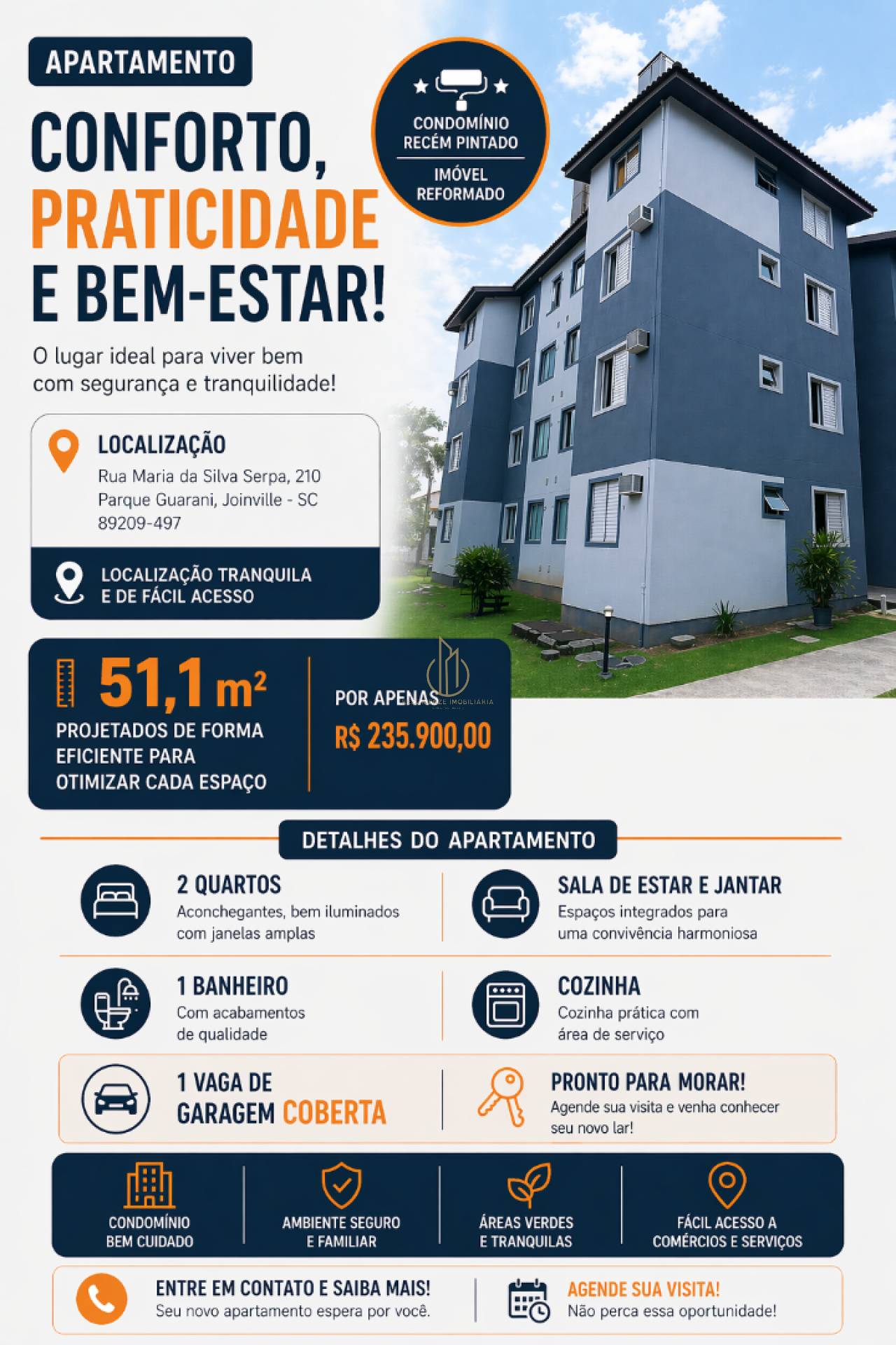 Apartamento com 2 quartos para vender no bairro Parque Guarani em Joinville