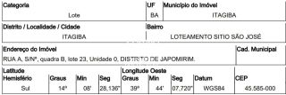 Terreno de Leilão da Caixa em Itagiba/Ba