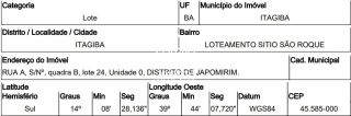 Terreno de Leilão da Caixa  disponível para Venda em Itagiba - Bahia