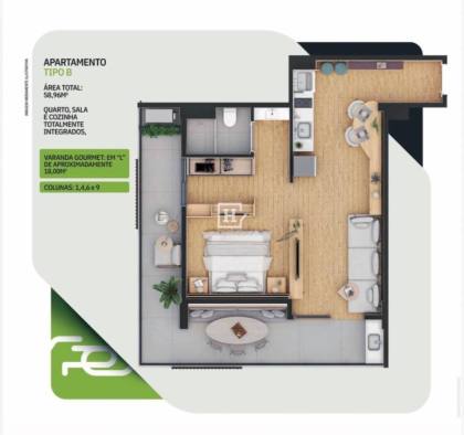 Apartamento com 1 Quarto à Venda no SPOT Residence, Coroa do Meio - Aracaju