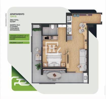 Apartamento com 1 Quarto à Venda no SPOT Residence, Coroa do Meio - Aracaju