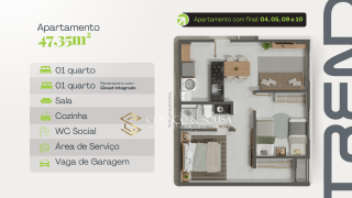 Apartamento Para Vender com 2 quartos no Trend Residence