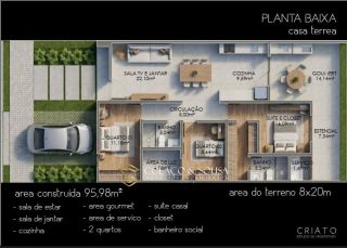 Casa de 3 quartos sendo 1 suíte para venda no condomínio Skyville.