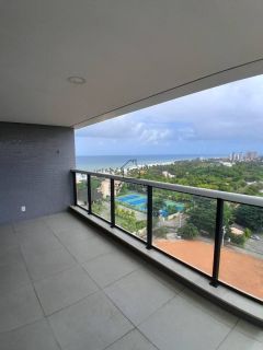 Quarto e sala com super varanda e vista mar
