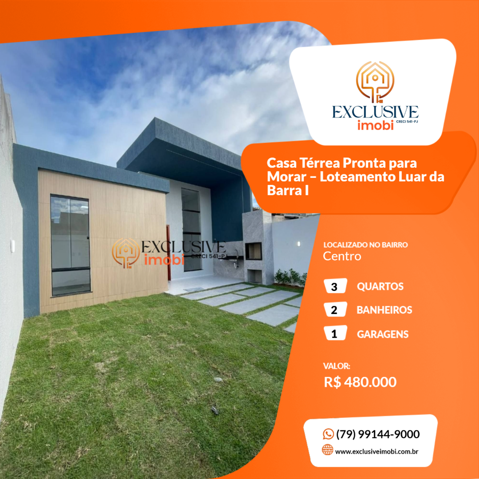Casa Térrea Pronta para Morar – Loteamento Luar da Barra I