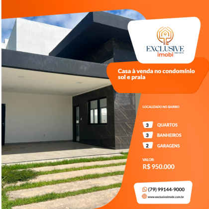 Casa à venda no condomínio sol e praia