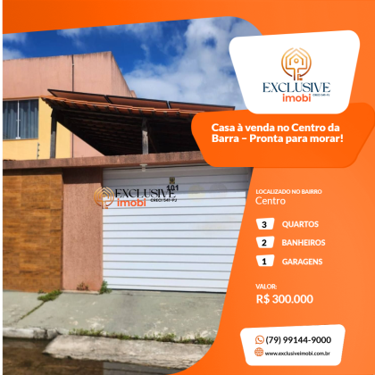 Casa à venda no Centro da Barra – Pronta para morar!