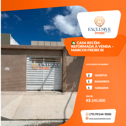 ? CASA RECÉM-REFORMADA À VENDA – MARCOS FREIRE III