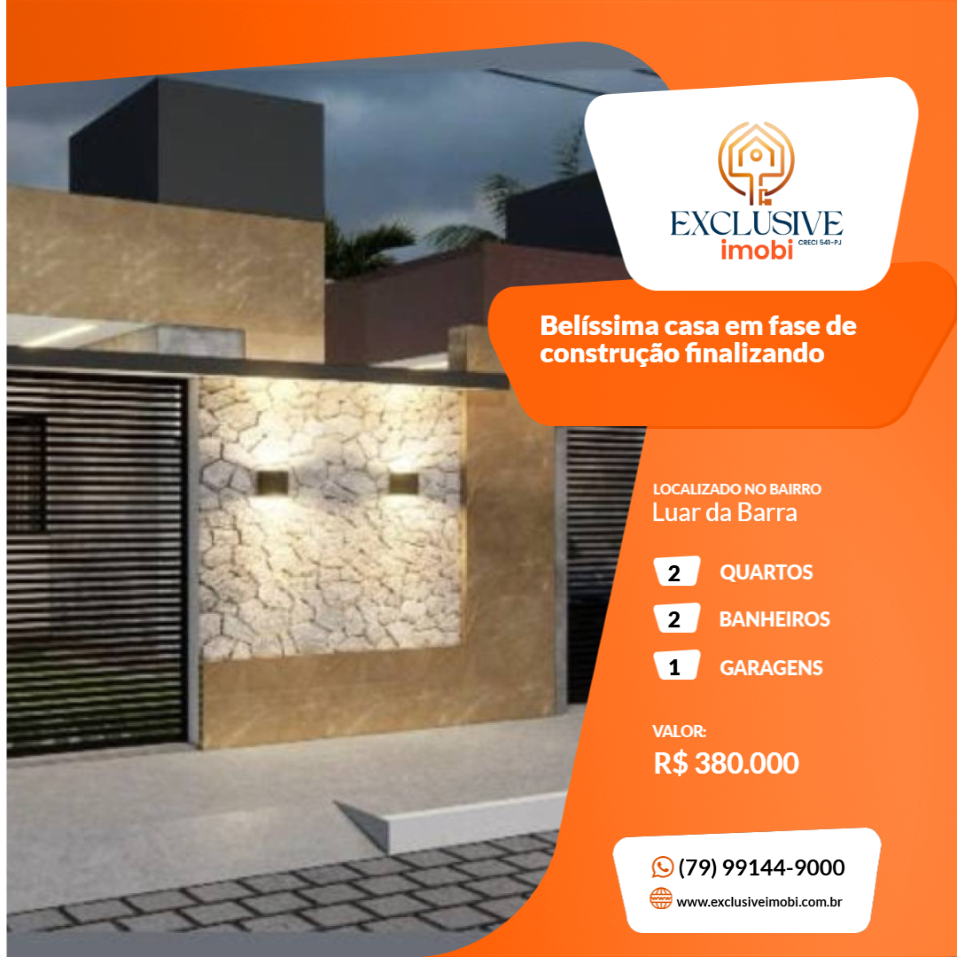 Belíssima casa em fase de construção finalizando