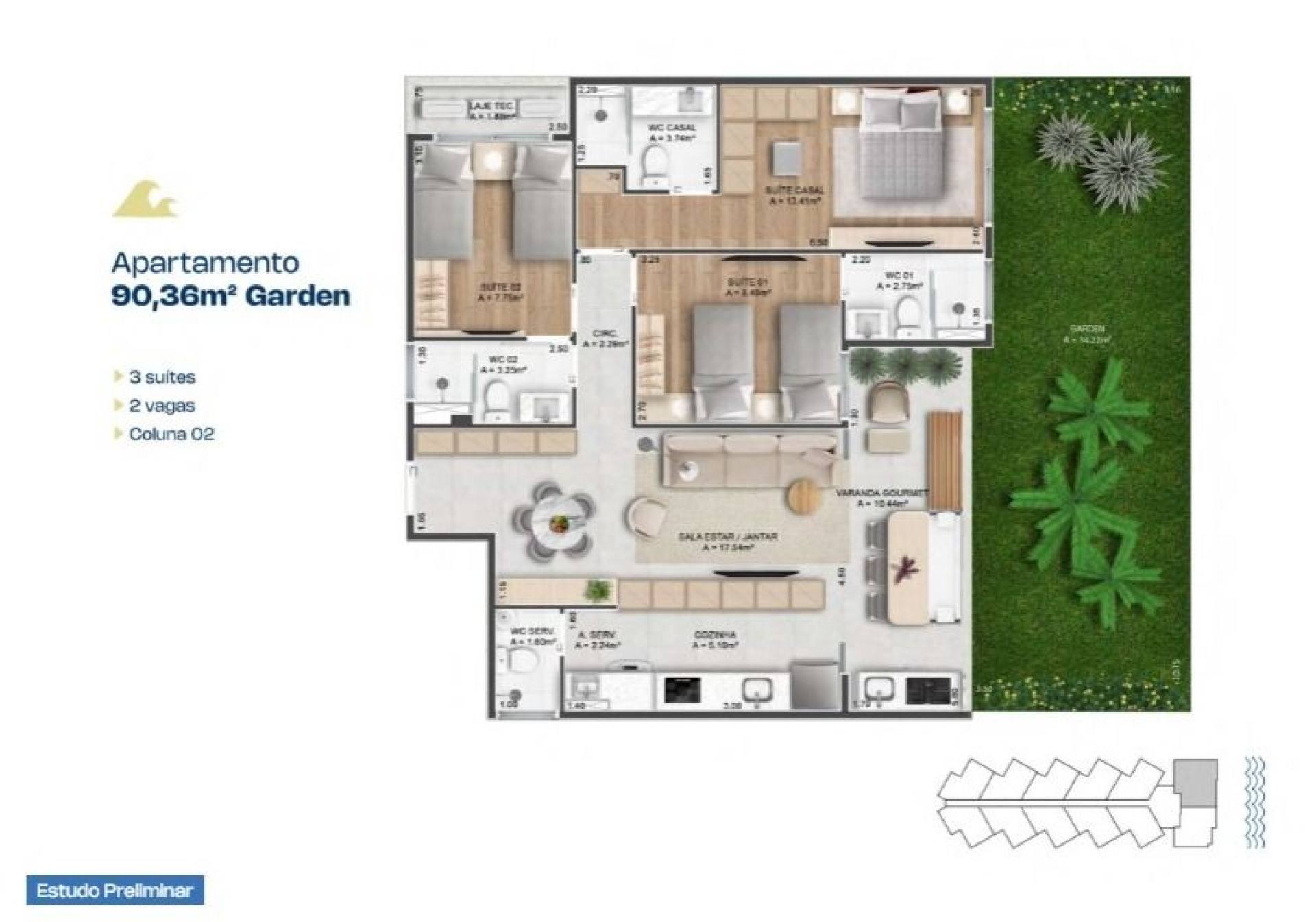 BS Wave - Apartamento com 2 dormitórios à venda, 62 m² por R$ 708.000 - Porto das Dunas - Aquiraz/CE