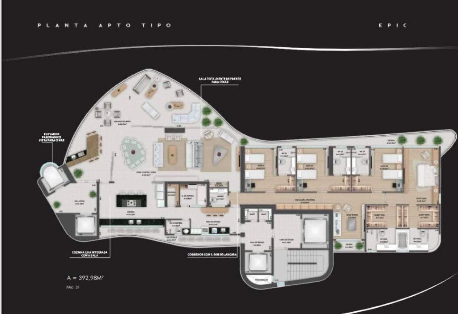 Epic Condominium - Apartamento com 4 suítes à venda, 386,12 m²  - Meireles - Fortaleza/CE